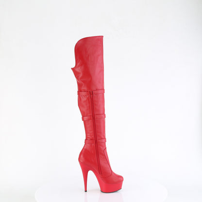 Pleaser Women's Platform Shoes DELIGHT-3018 Red Str. Faux Leather/Red Matte