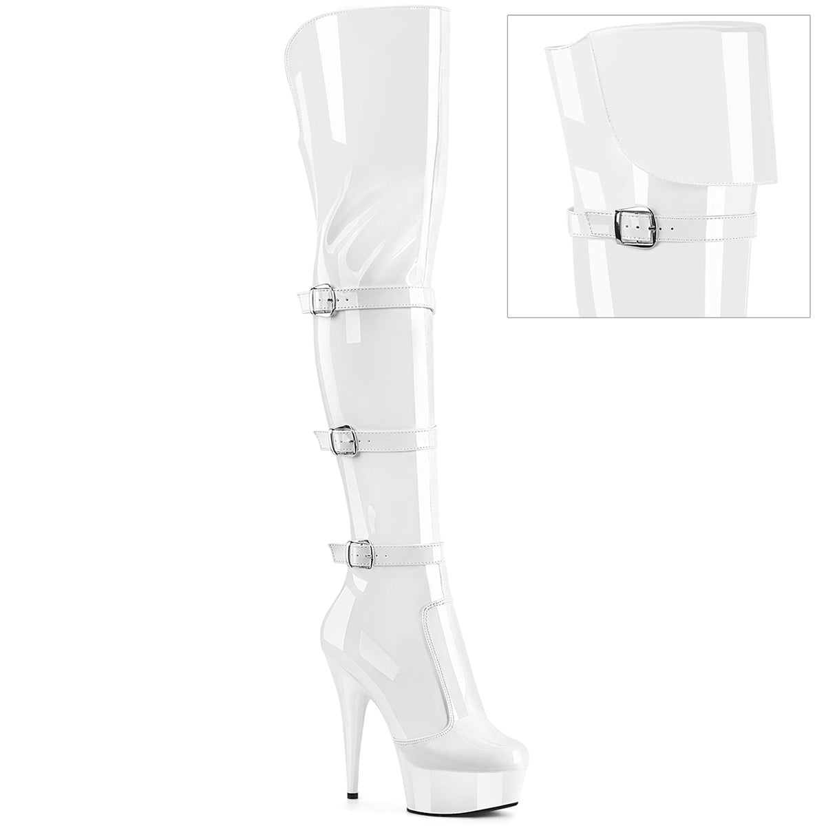 Pleaser   DELIGHT-3018 Wht Str. Pat / wht