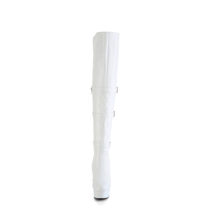 Pleaser   DELIGHT-3018 Wht Str. Faux cuir / wht mate