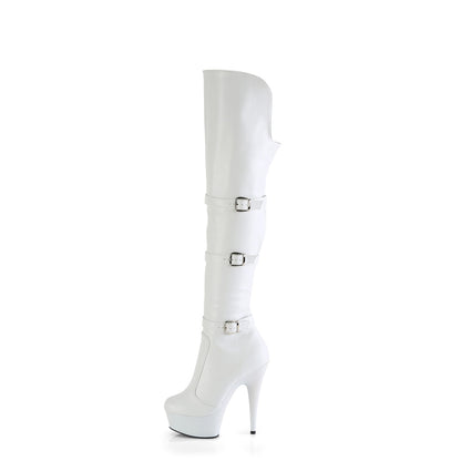 Pleaser   DELIGHT-3018 Wht Str. Faux cuir / wht mate
