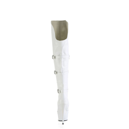 Pleaser   DELIGHT-3018 Wht Str. Faux cuir / wht mate