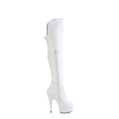 Pleaser   DELIGHT-3018 Wht Str. Faux cuir / wht mate