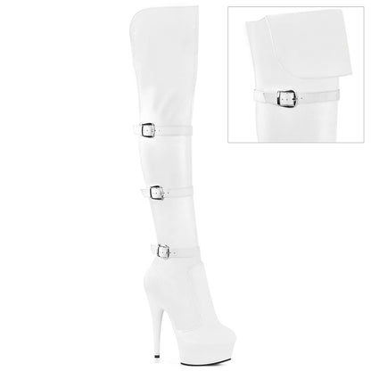 Pleaser   DELIGHT-3018 Wht Str. Faux cuir / wht mate