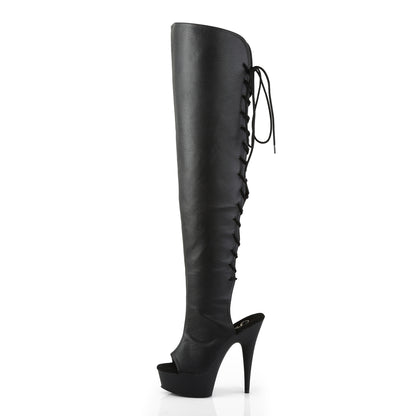 Pleaser Bottes pour femmes DELIGHT-3019 Blk Faux Cuir / Blk Matte