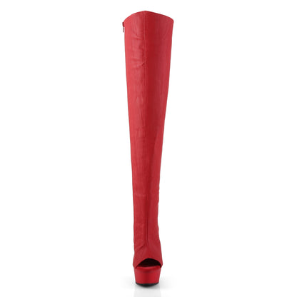 Pleaser Bottes pour femmes DELIGHT-3019 cuir rouge cuir / rouge mat