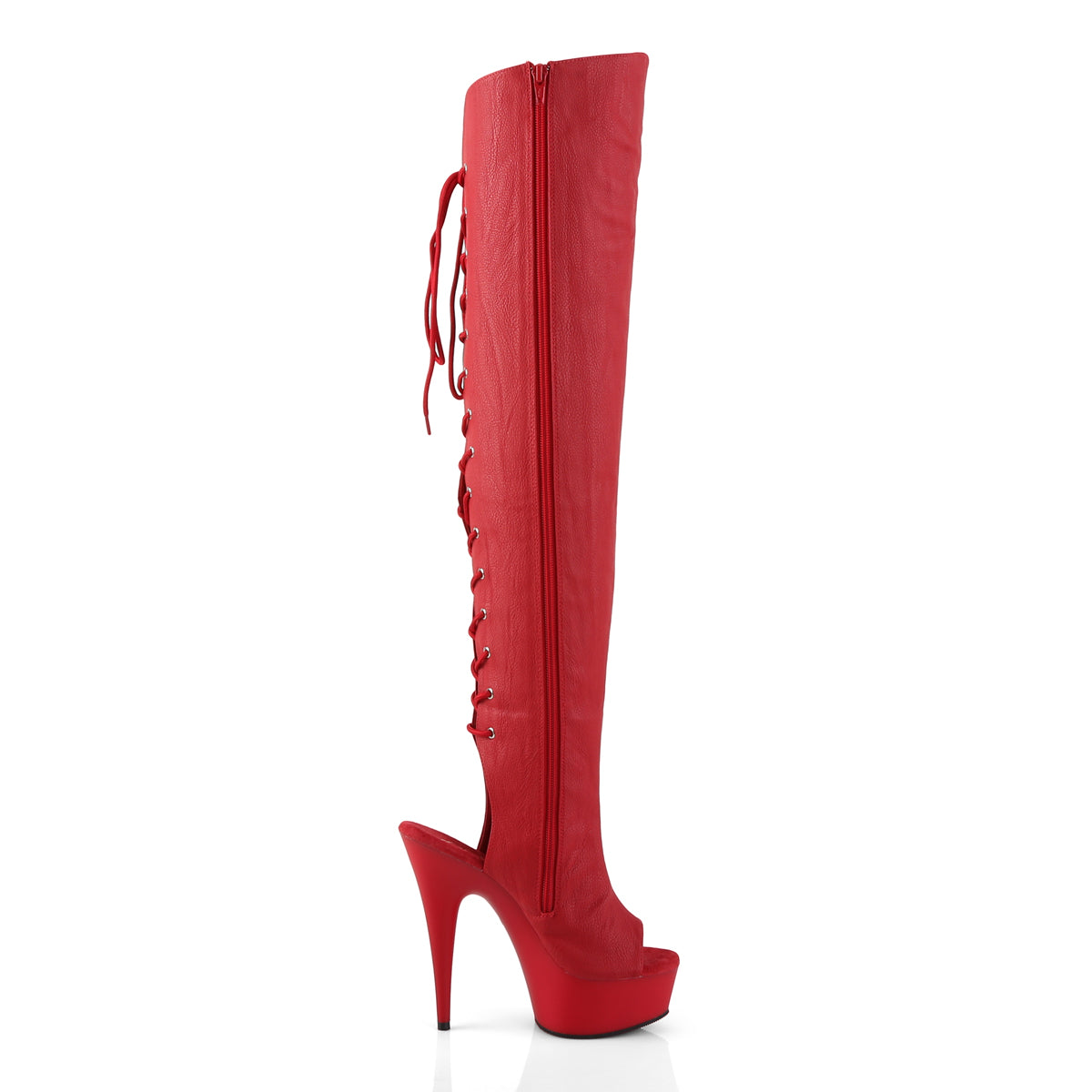 Pleaser Bottes pour femmes DELIGHT-3019 cuir rouge cuir / rouge mat