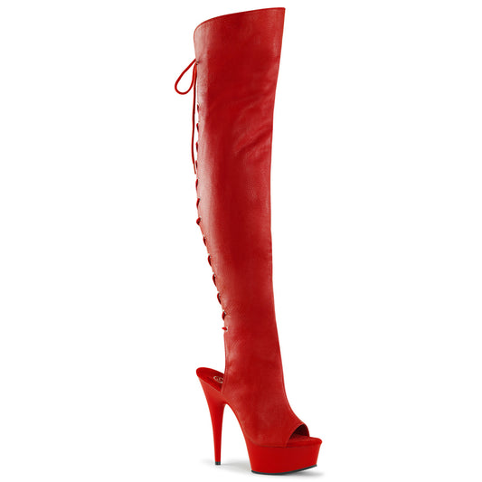 Pleaser Bottes pour femmes DELIGHT-3019 cuir rouge cuir / rouge mat