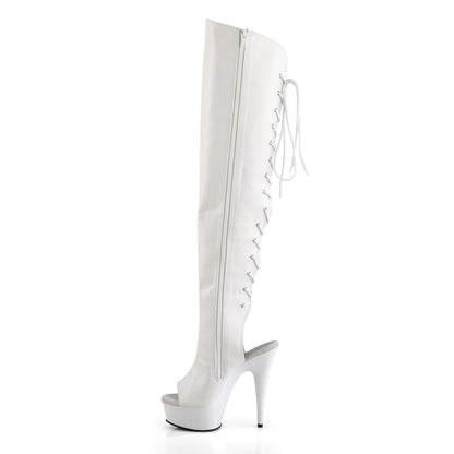 Pleaser Bottes pour femmes DELIGHT-3019 WHT FAUX CUIR / QUT
