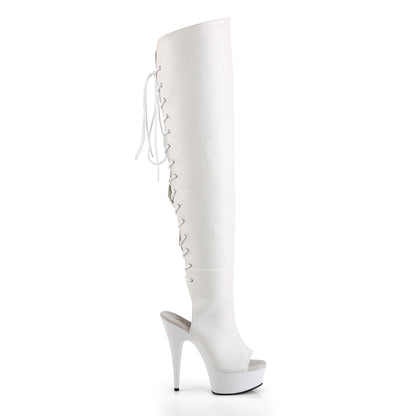 Pleaser Bottes pour femmes DELIGHT-3019 WHT FAUX CUIR / QUT