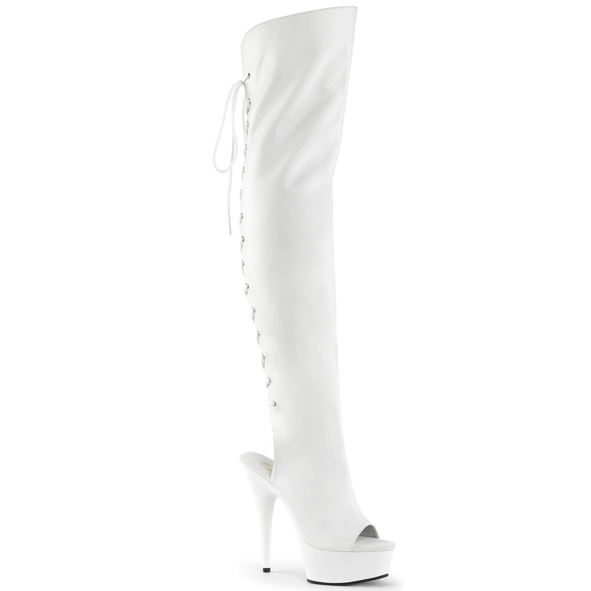 Pleaser Bottes pour femmes DELIGHT-3019 WHT FAUX CUIR / QUT