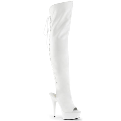 Pleaser Bottes pour femmes DELIGHT-3019 WHT FAUX CUIR / QUT