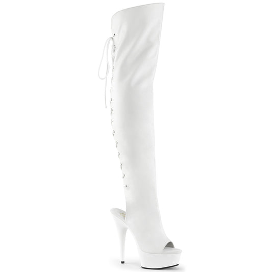 Pleaser Bottes pour femmes DELIGHT-3019 WHT FAUX CUIR / QUT