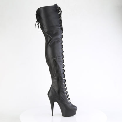 Pleaser   DELIGHT-3022 Blk faux cuir / blk matte