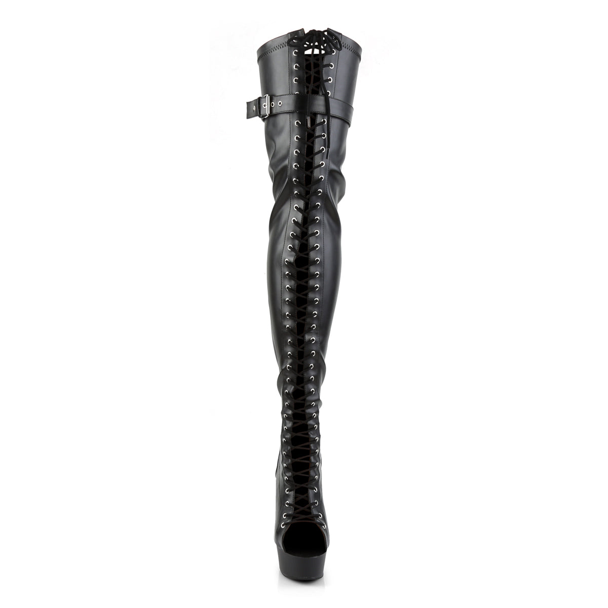 Pleaser Bottes pour femmes DELIGHT-3025 BLK STR FAUX CUIR / BLK MATTE