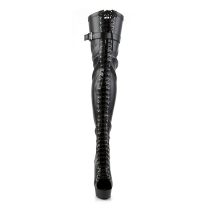 Pleaser Bottes pour femmes DELIGHT-3025 BLK STR FAUX CUIR / BLK MATTE