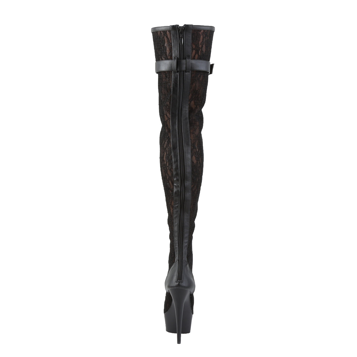 Pleaser Bottes pour femmes DELIGHT-3025ml Blk Faux en cuir-maillage-dentelle / blk mat