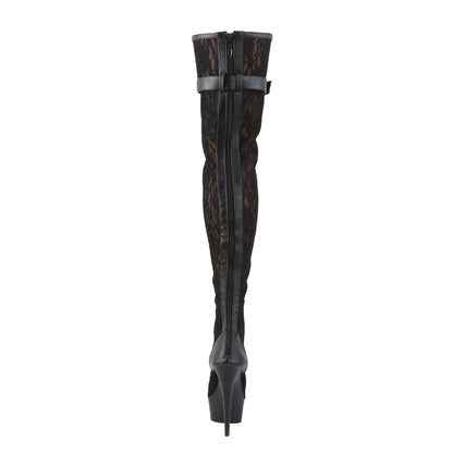 Pleaser Bottes pour femmes DELIGHT-3025ml Blk Faux en cuir-maillage-dentelle / blk mat