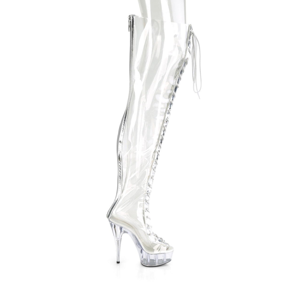 Pleaser Bottes pour femmes DELIGHT-3026 CLR-SLV Metalic PU-TPU / CLR
