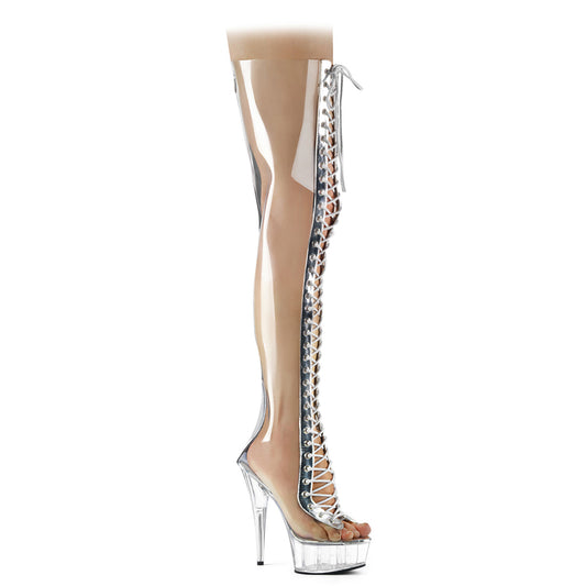 Pleaser Bottes pour femmes DELIGHT-3026 CLR-SLV Metalic PU-TPU / CLR