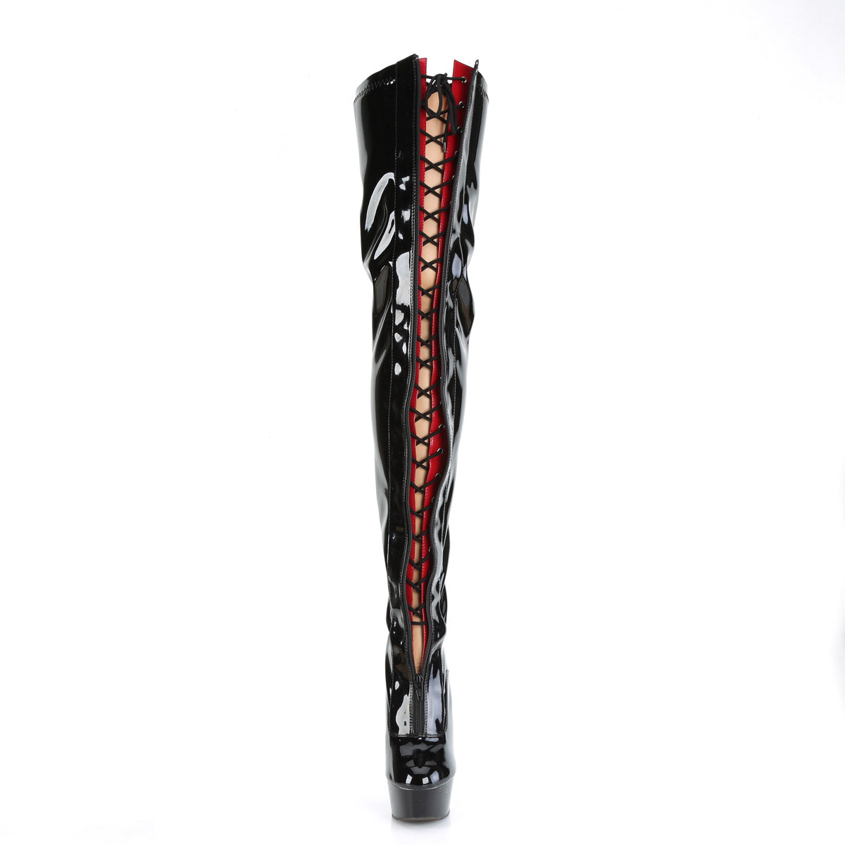Pleaser  Des bottes DELIGHT-3027 blk-rouge str. Pat / blk