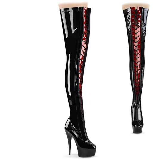 Pleaser  Des bottes DELIGHT-3027 blk-rouge str. Pat / blk