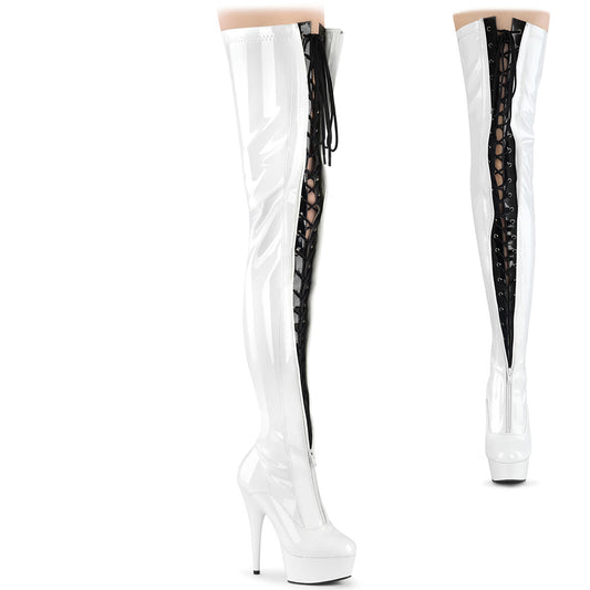 Pleaser  Des bottes DELIGHT-3027 wht-blk str. Pat / wt
