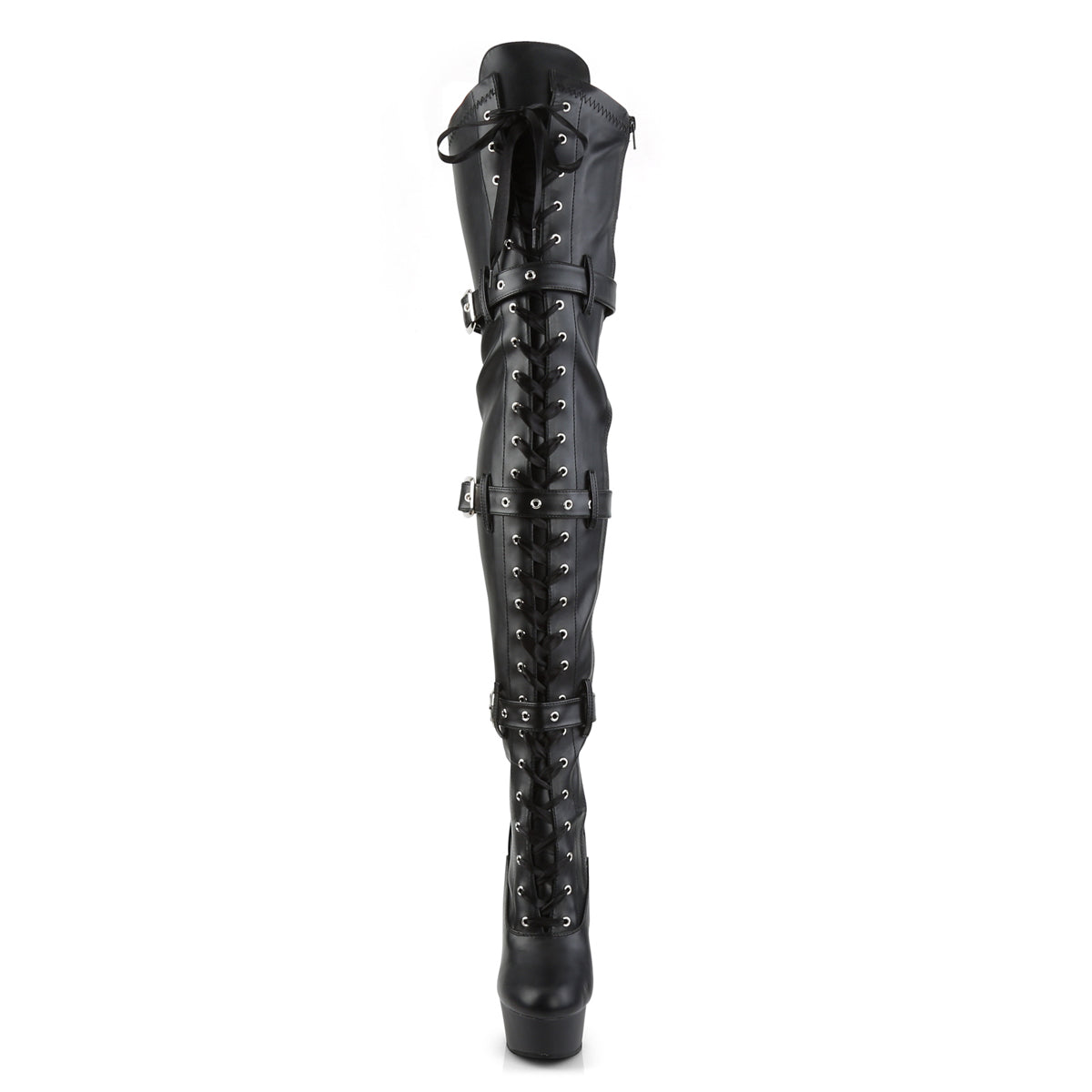 Pleaser Bottes pour femmes DELIGHT-3028 BLK STR FAUX CUIR / BLK MATTE