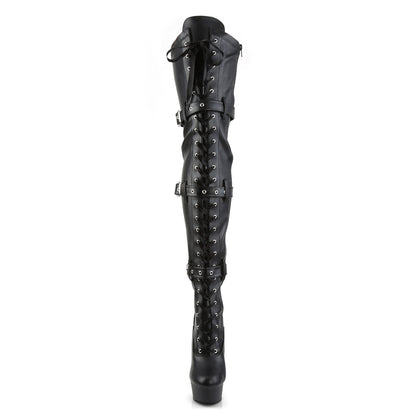 Pleaser Bottes pour femmes DELIGHT-3028 BLK STR FAUX CUIR / BLK MATTE
