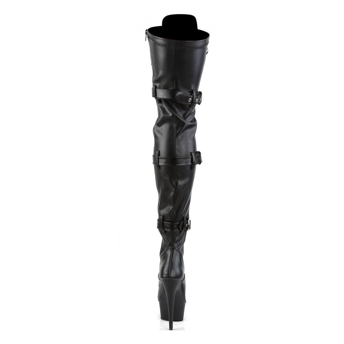 Pleaser Bottes pour femmes DELIGHT-3028 BLK STR FAUX CUIR / BLK MATTE