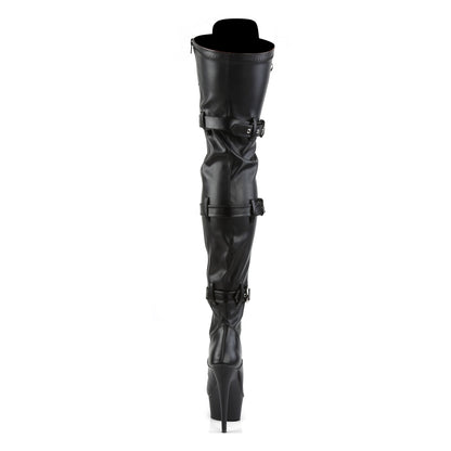 Pleaser Bottes pour femmes DELIGHT-3028 BLK STR FAUX CUIR / BLK MATTE