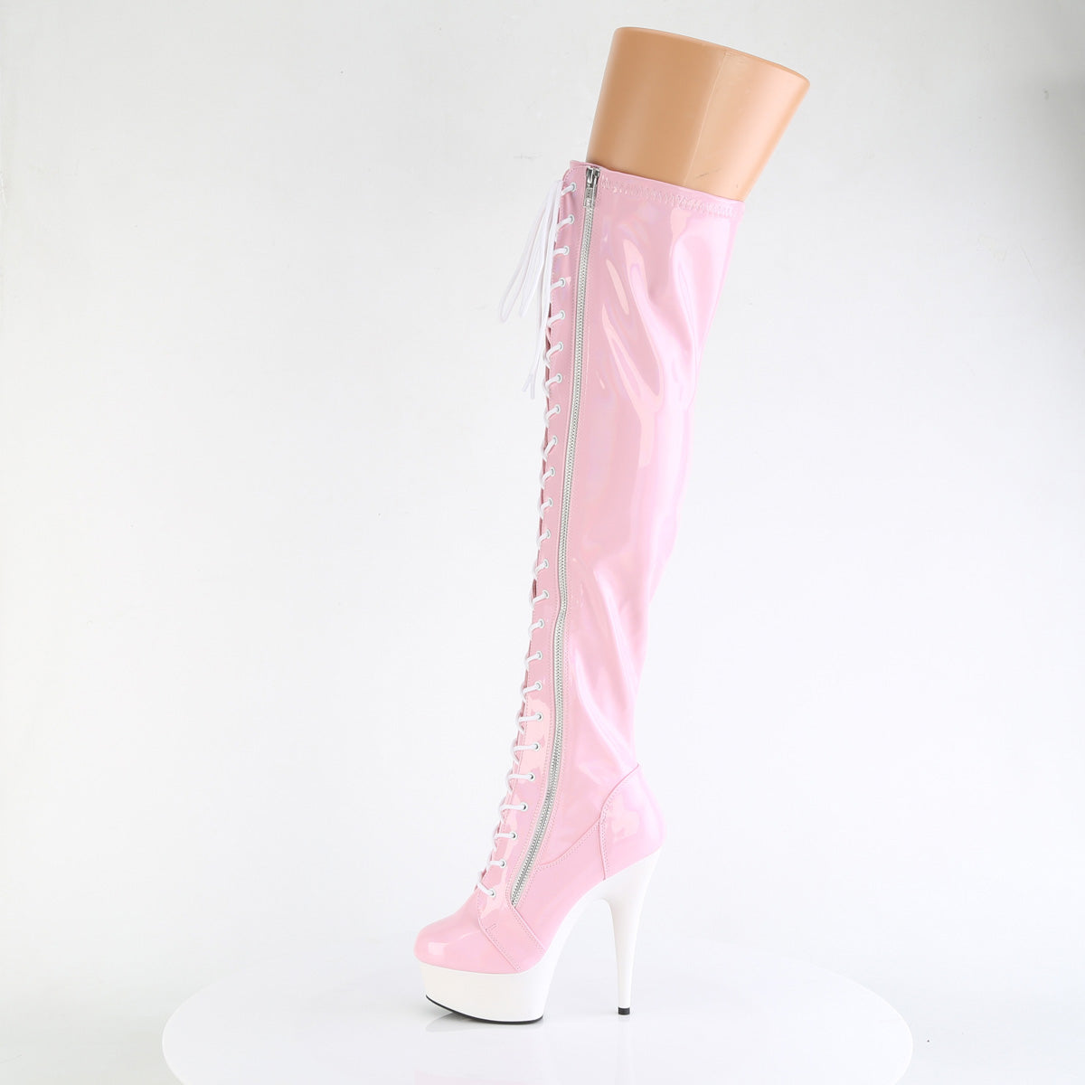 Pleaser   DELIGHT-3029 B. Pink Str Hologram Pat / Wht Matte