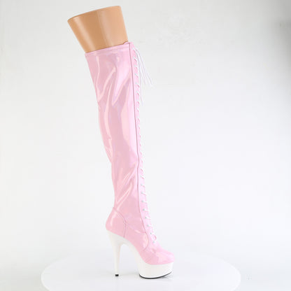 Pleaser   DELIGHT-3029 B. Pink Str Hologram Pat / Wht Matte