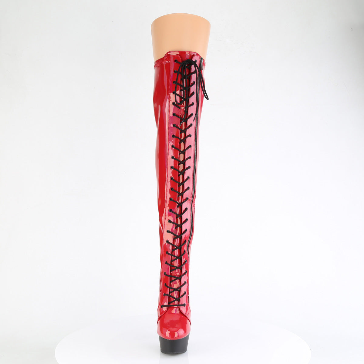 Pleaser   DELIGHT-3029 Red Str Hologram Pat / Blk Matte