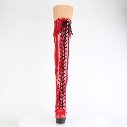Pleaser   DELIGHT-3029 Red Str Hologram Pat / Blk Matte