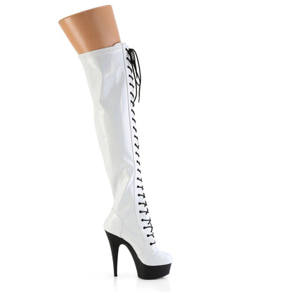 Pleaser   DELIGHT-3029 Wht Str Hologram Pat / Blk Matte