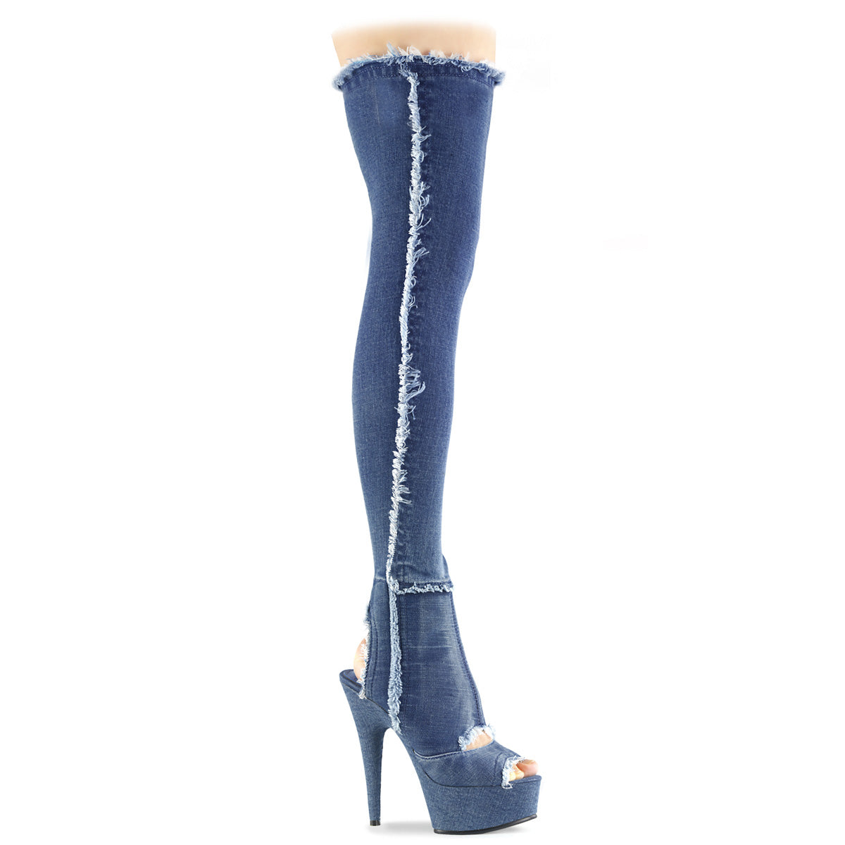 Pleaser Bottes pour femmes DELIGHT-3030 Denim Blue Str Tissu