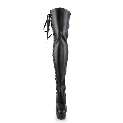 Pleaser Bottes pour femmes DELIGHT-3050 BLK STR FAUX CUIR / BLK MATTE