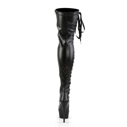 Pleaser Bottes pour femmes DELIGHT-3050 BLK STR FAUX CUIR / BLK MATTE