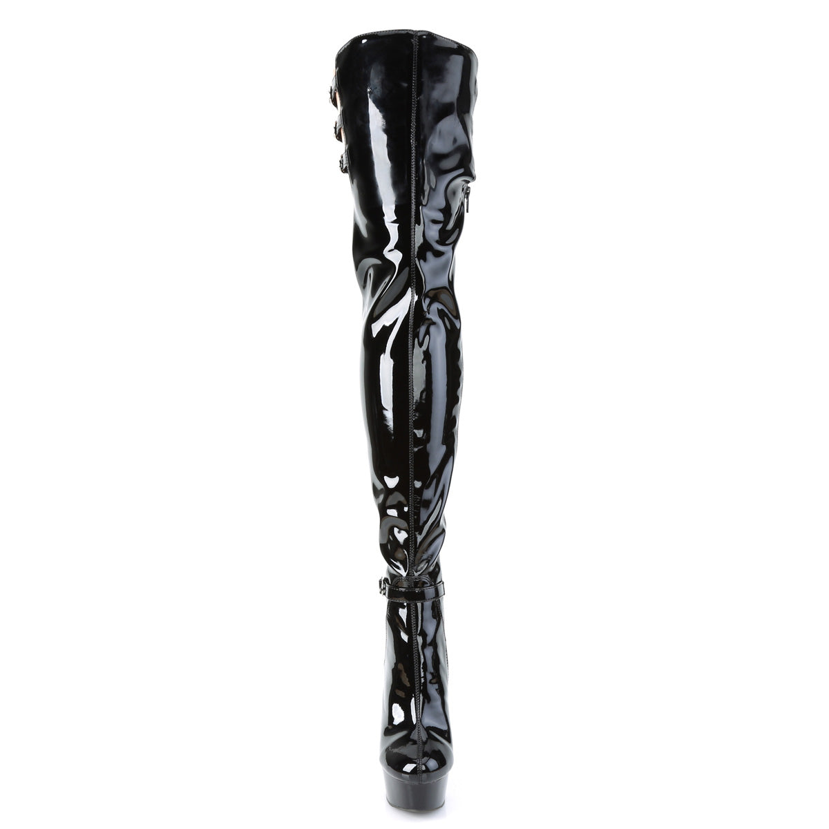 Pleaser Bottes pour femmes DELIGHT-3055 Blk Stretch Pat / Blk