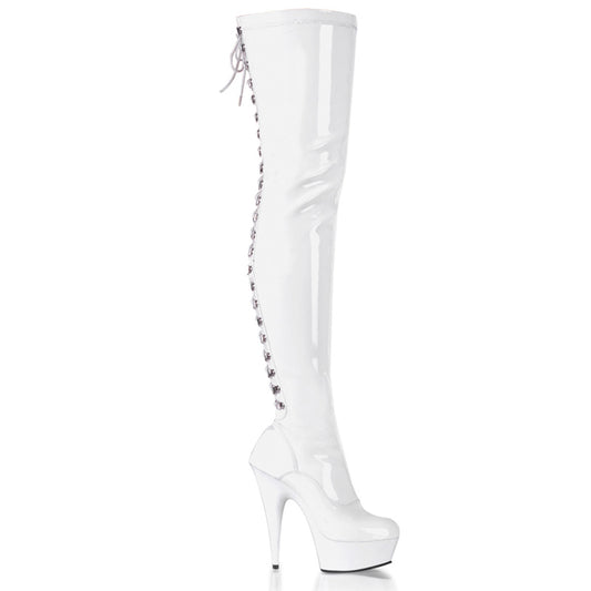 Pleaser Bottes pour femmes DELIGHT-3063 wht str pat / wt