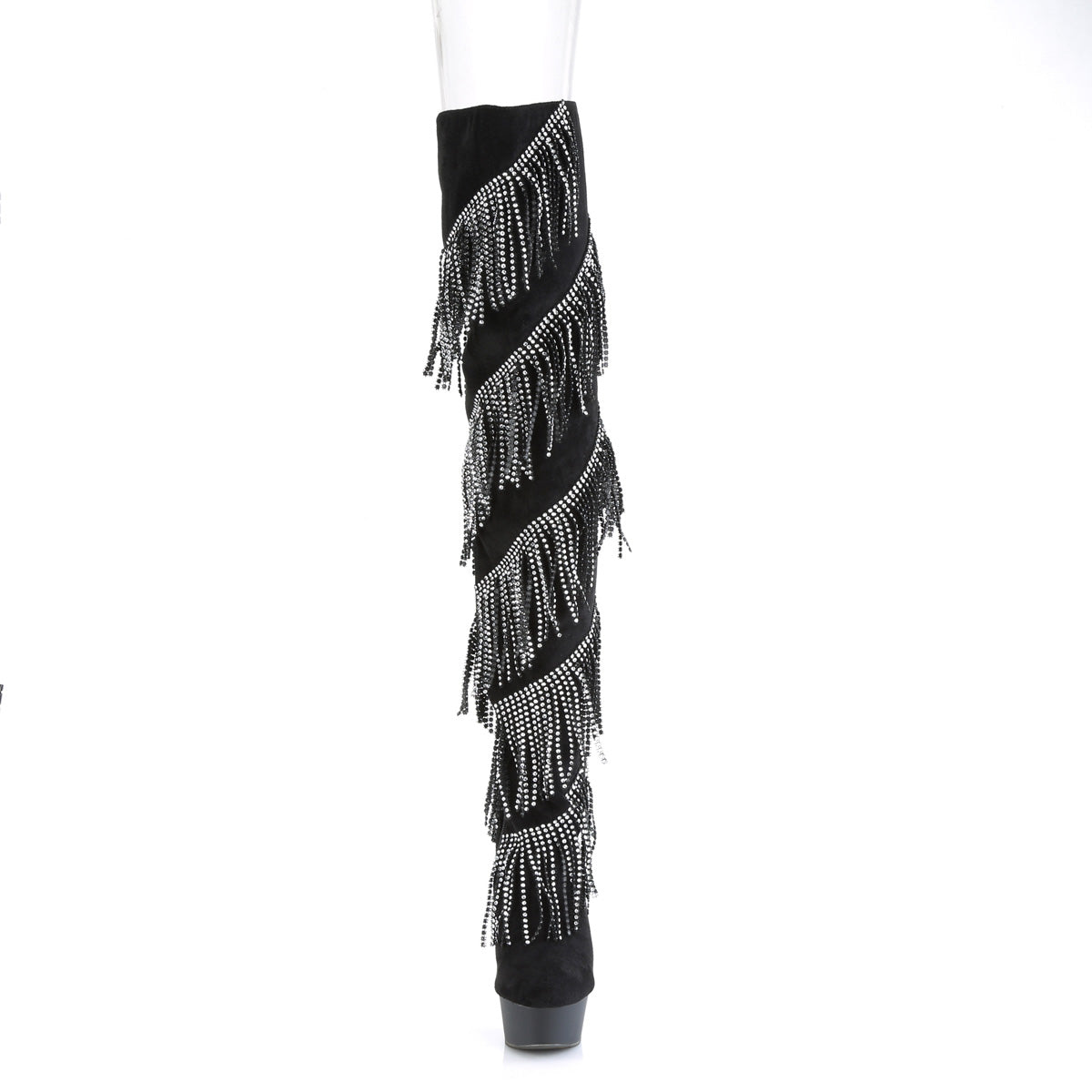 Pleaser Bottes pour femmes DELIGHT-3065 BLK FAUX SUDE-SLV / BLK MATTE