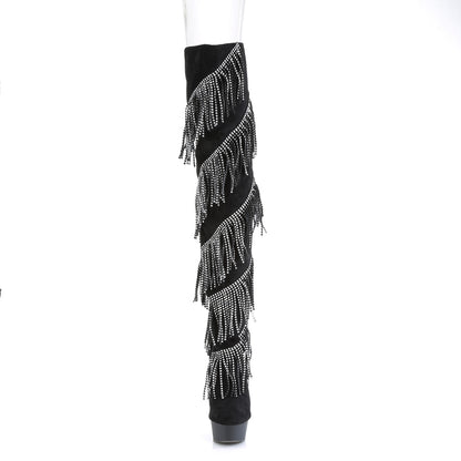 Pleaser Bottes pour femmes DELIGHT-3065 BLK FAUX SUDE-SLV / BLK MATTE
