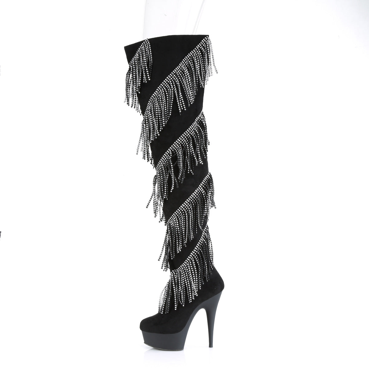 Pleaser Bottes pour femmes DELIGHT-3065 BLK FAUX SUDE-SLV / BLK MATTE