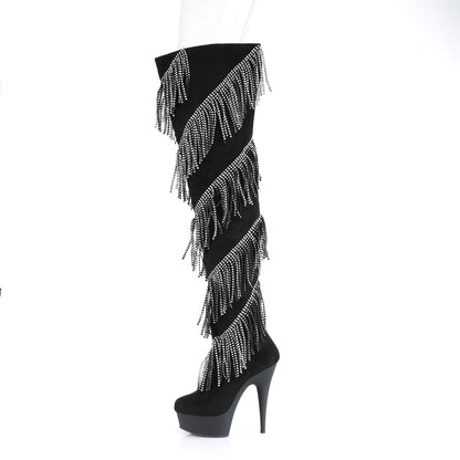 Pleaser Bottes pour femmes DELIGHT-3065 BLK FAUX SUDE-SLV / BLK MATTE