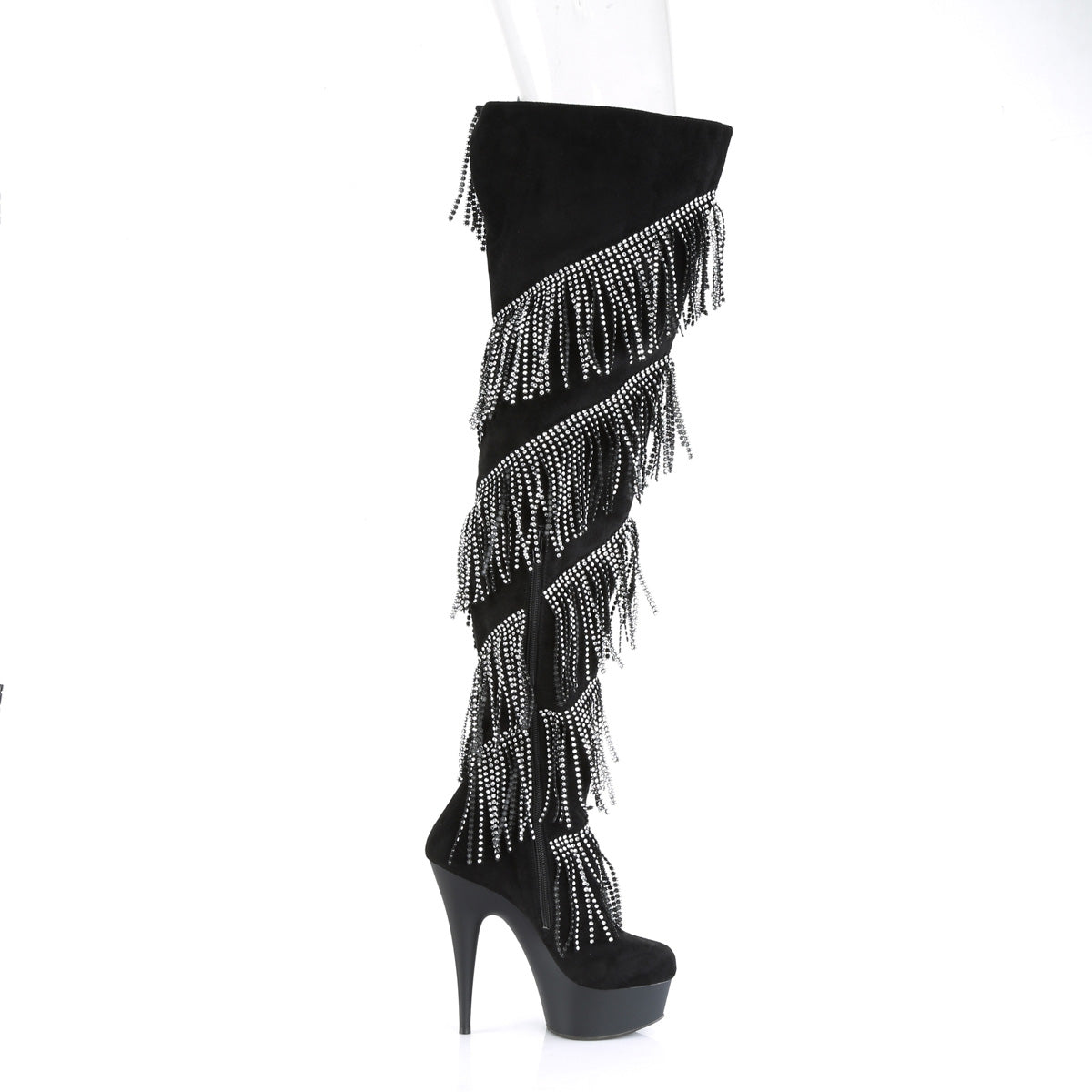 Pleaser Bottes pour femmes DELIGHT-3065 BLK FAUX SUDE-SLV / BLK MATTE