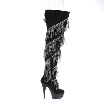 Pleaser Bottes pour femmes DELIGHT-3065 BLK FAUX SUDE-SLV / BLK MATTE