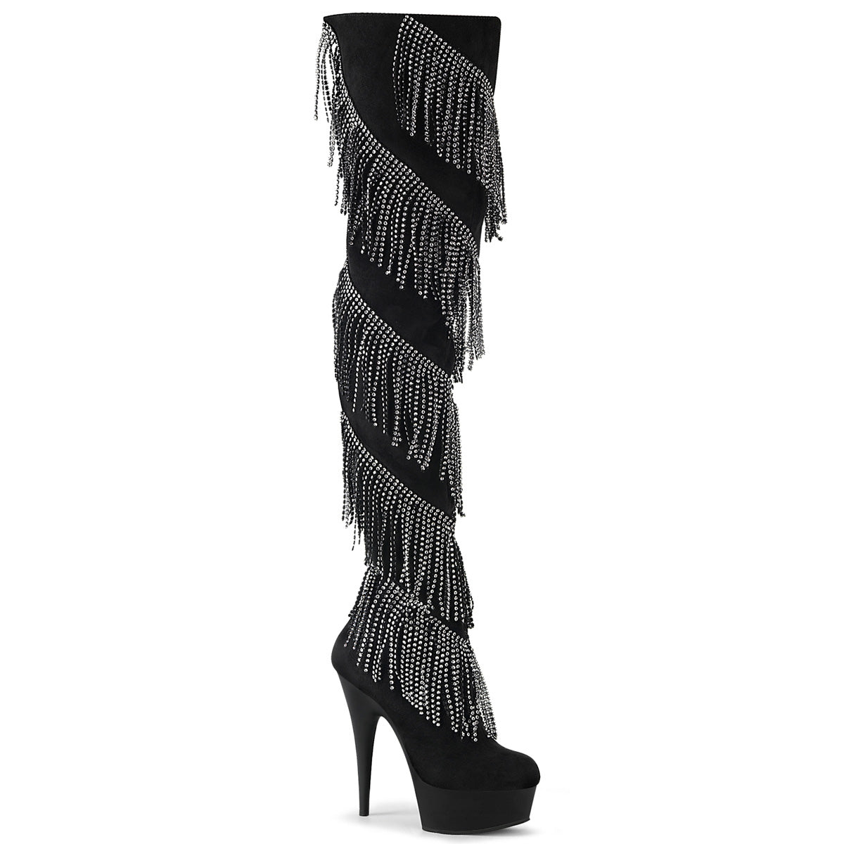Pleaser Bottes pour femmes DELIGHT-3065 BLK FAUX SUDE-SLV / BLK MATTE