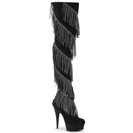Pleaser Bottes pour femmes DELIGHT-3065 BLK FAUX SUDE-SLV / BLK MATTE