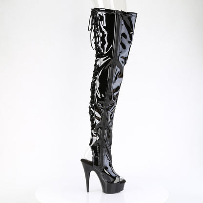 Pleaser Women's Platform Shoes DELIGHT-4017 Blk Str Pat/Blk