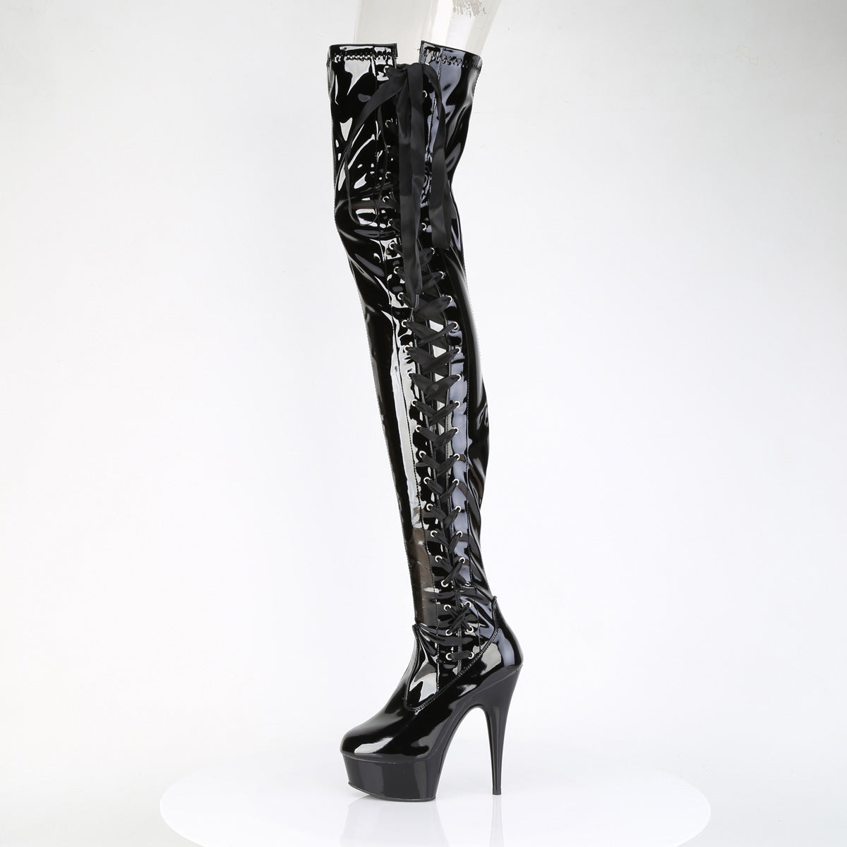 Pleaser Women's Platform Shoes DELIGHT-4050 Blk Str Pat/Blk